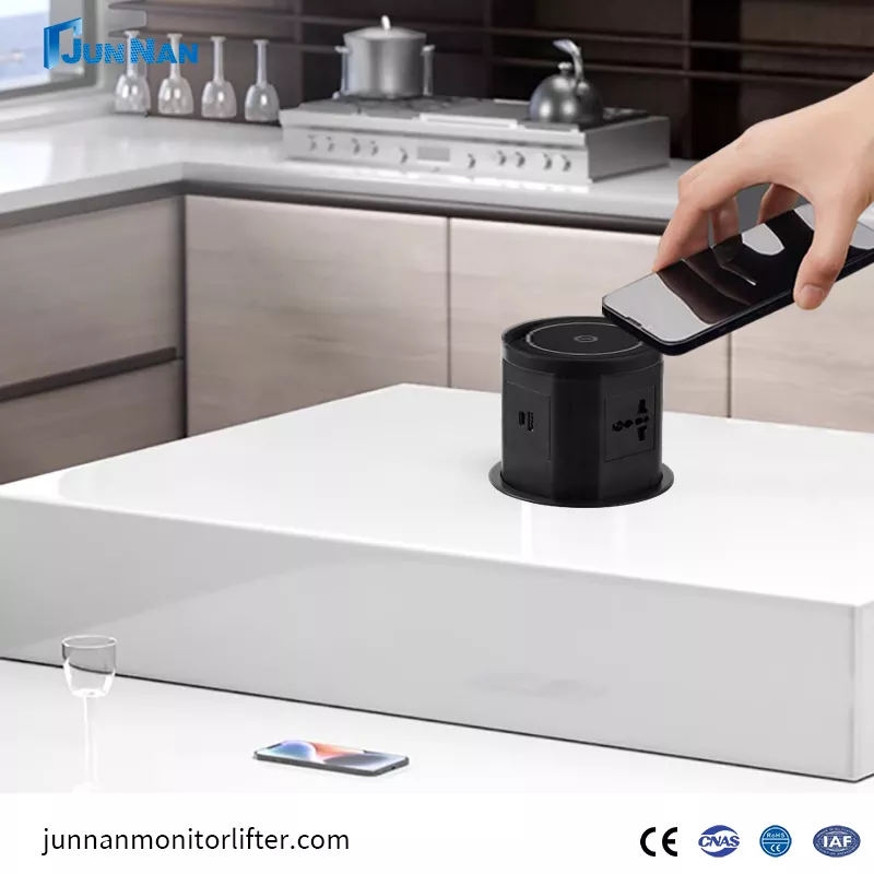 Hidden Recessed Office Tabletop Power Outlet Conference Table Flocken Sie Socket mit USB -Anschluss auf